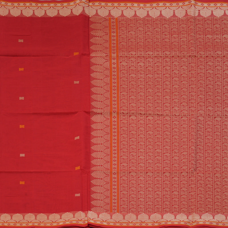 Hayagrivas Red Handloom Cotton Saree KBE2144A13-3