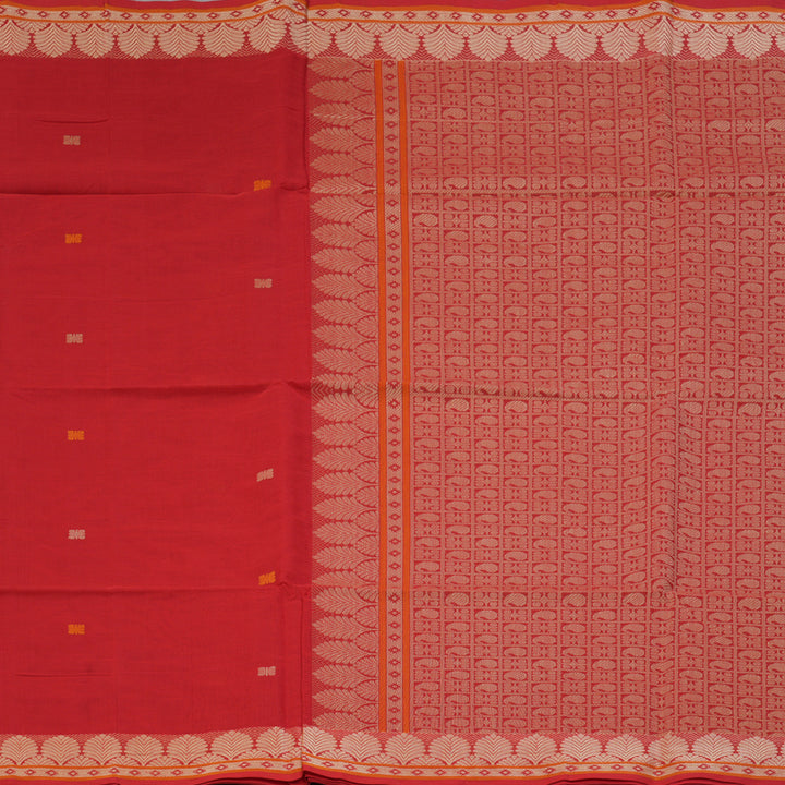 Hayagrivas Red Handloom Cotton Saree KBE2144A13-3