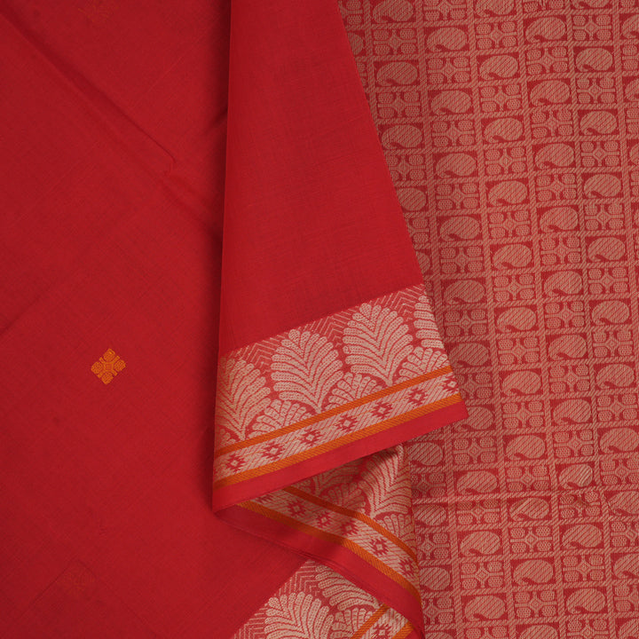 Hayagrivas Red Handloom Cotton Saree KBE2144A13-3