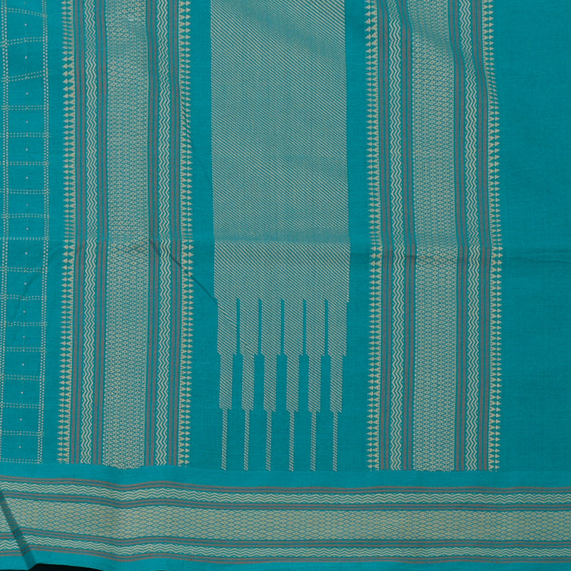 Hayagrivas Teal Blue Handloom Cotton Saree KBE2144A3-1