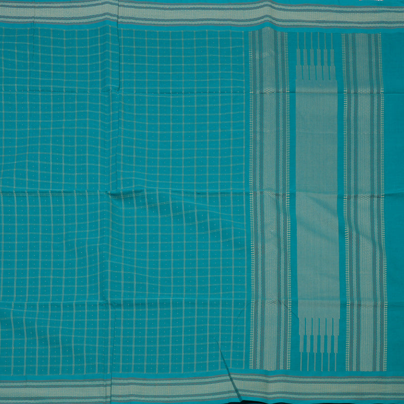 Hayagrivas Teal Blue Handloom Cotton Saree KBE2144A3-1