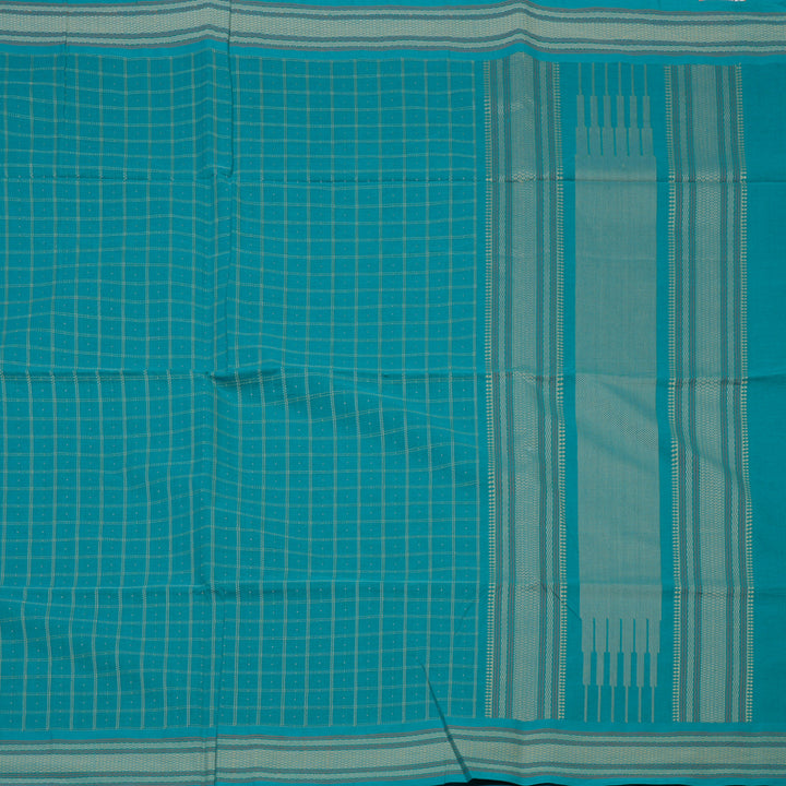 Hayagrivas Teal Blue Handloom Cotton Saree KBE2144A3-1