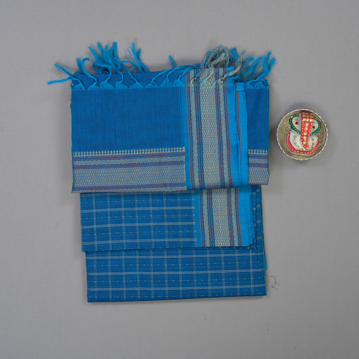 Hayagrivas Aqua Blue Handloom Cotton Saree KBE2144A3-4