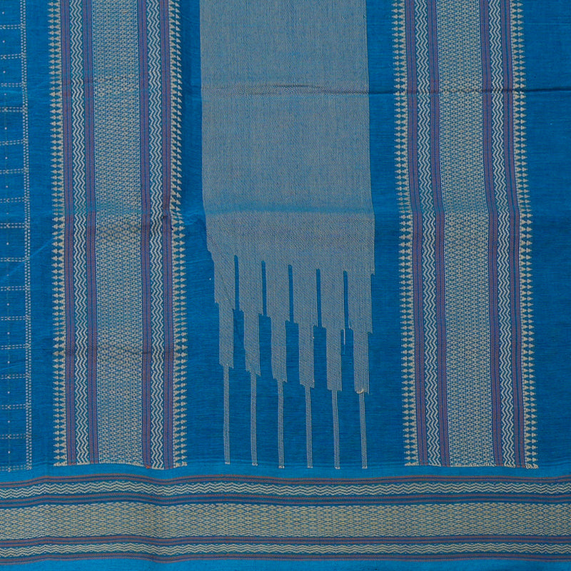 Hayagrivas Aqua Blue Handloom Cotton Saree KBE2144A3-4