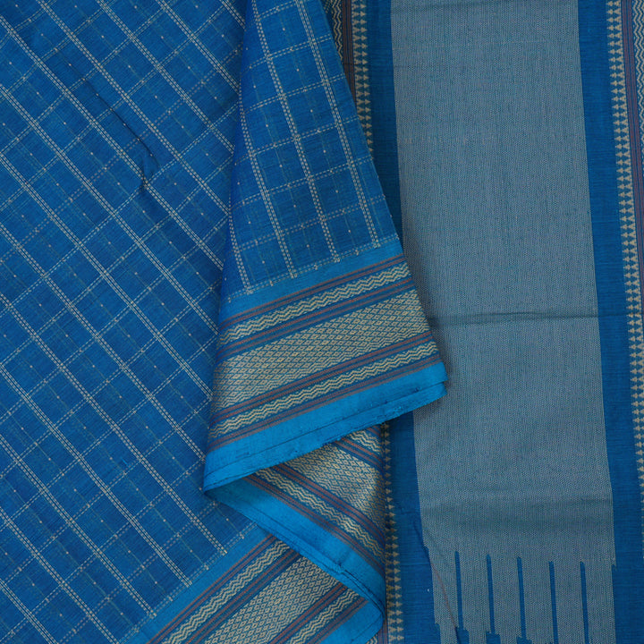 Hayagrivas Aqua Blue Handloom Cotton Saree KBE2144A3-4