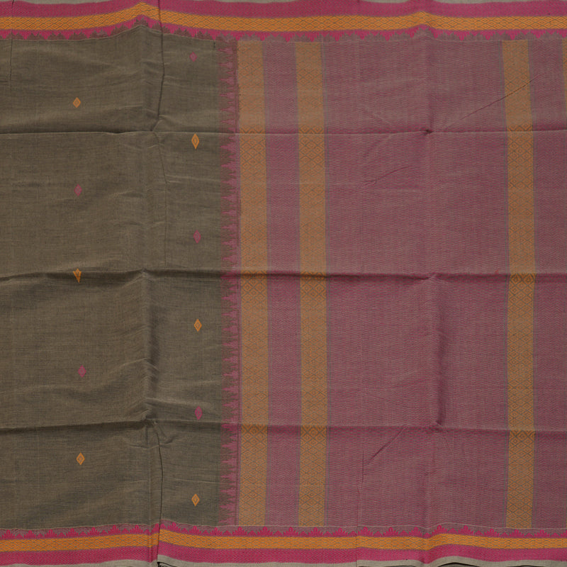 Hayagrivas Elephant Grey Handloom Cotton Saree KBE2144A5-1