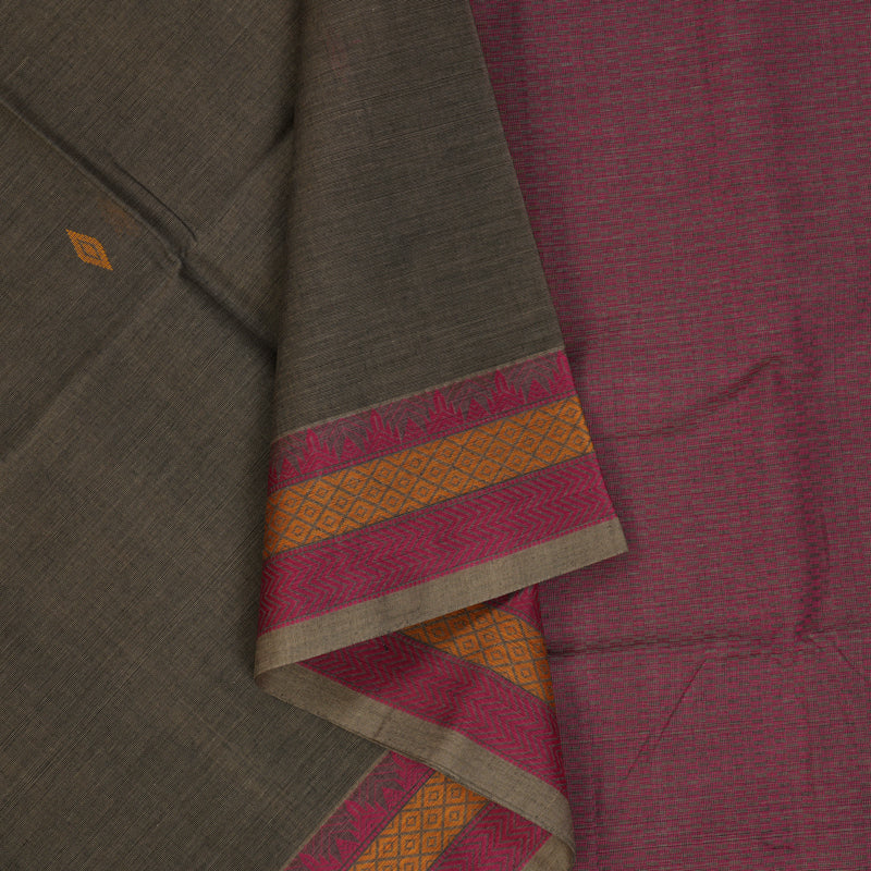 Hayagrivas Elephant Grey Handloom Cotton Saree KBE2144A5-1