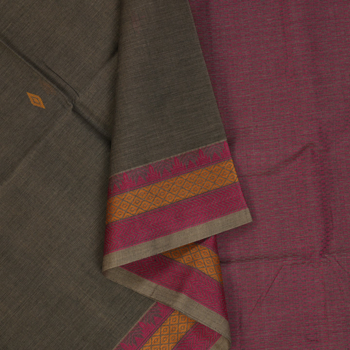 Hayagrivas Elephant Grey Handloom Cotton Saree KBE2144A5-1