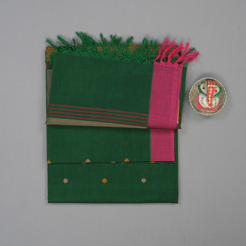 Hayagrivas Bottle Green Handloom Cotton Saree KBE2144A6-4