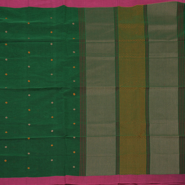 Hayagrivas Bottle Green Handloom Cotton Saree KBE2144A6-4
