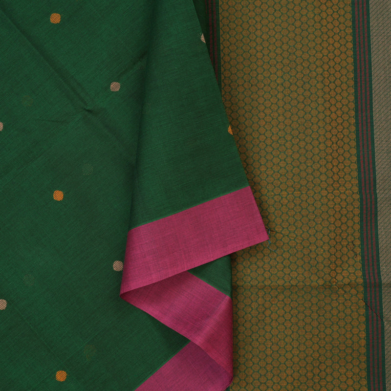 Hayagrivas Bottle Green Handloom Cotton Saree KBE2144A6-4