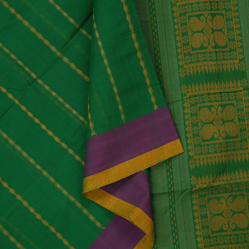 Hayagrivas Green Handloom Cotton Saree KBE2144A7-3