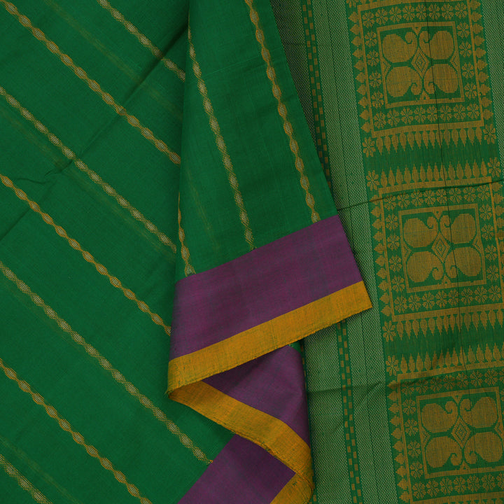 Hayagrivas Green Handloom Cotton Saree KBE2144A7-3