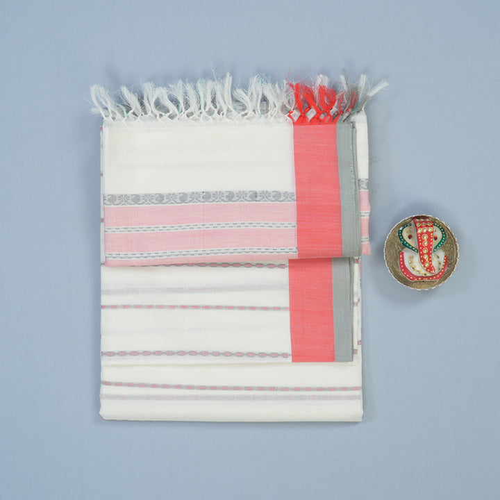 Hayagrivas White Handloom Kanchi Cotton Saree KBE2144A7-4