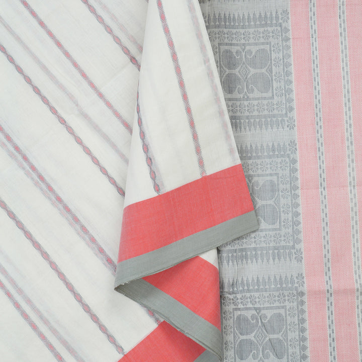 Hayagrivas White Handloom Kanchi Cotton Saree KBE2144A7-4