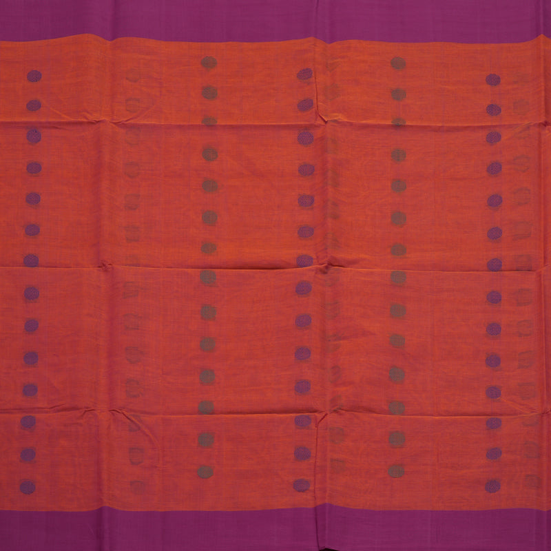 Hayagrivas Orangish-Pink Handloom Cotton Saree KBE2145A1-1