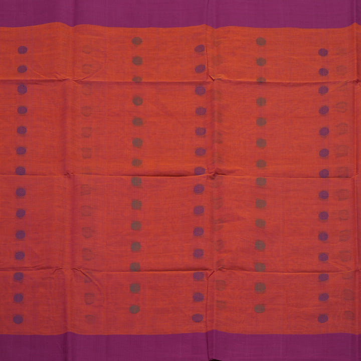 Hayagrivas Orangish-Pink Handloom Cotton Saree KBE2145A1-1