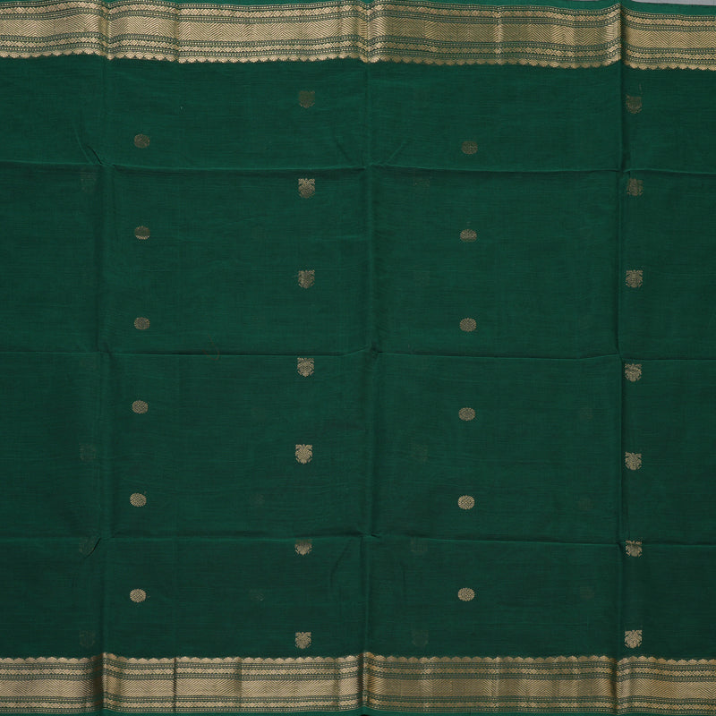 Hayagrivas Dark Green Handloom Cotton Saree KBE2145A10-5