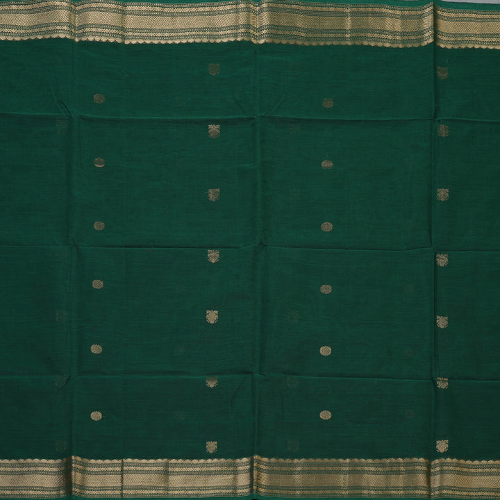 Hayagrivas Dark Green Handloom Cotton Saree KBE2145A10-5
