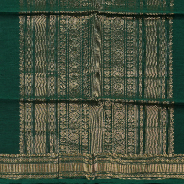 Hayagrivas Dark Green Handloom Cotton Saree KBE2145A10-5