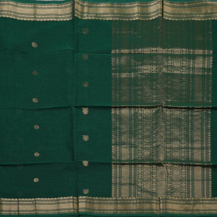 Hayagrivas Dark Green Handloom Cotton Saree KBE2145A10-5
