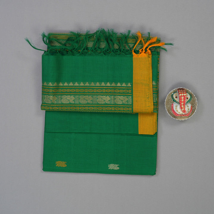 Hayagrivas Green Handloom Cotton Saree KBE2145A3-3