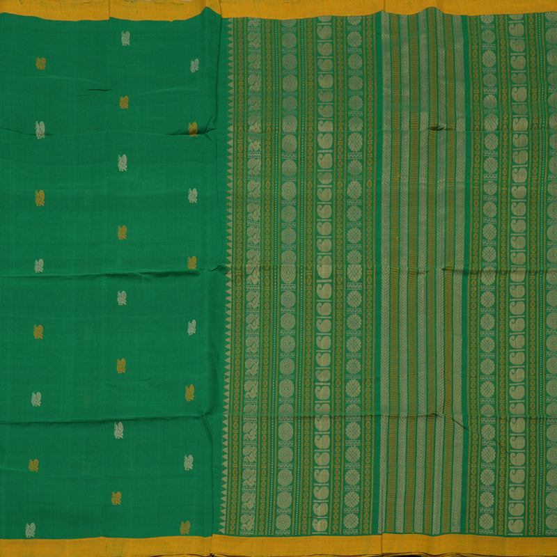 Hayagrivas Green Handloom Cotton Saree KBE2145A3-3