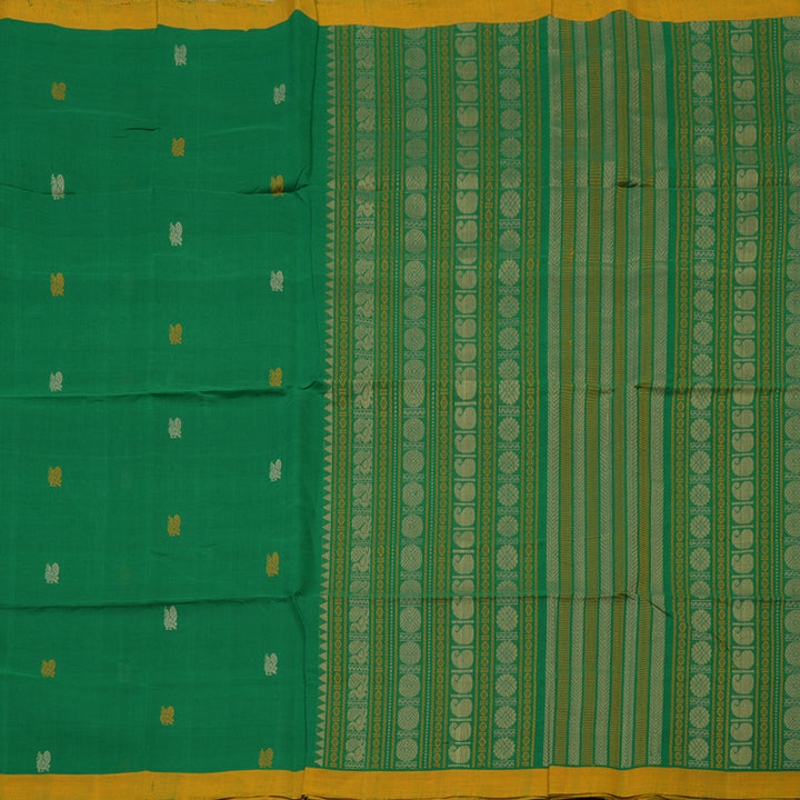 Hayagrivas Green Handloom Cotton Saree KBE2145A3-3