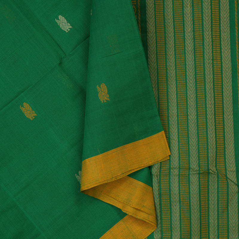 Hayagrivas Green Handloom Cotton Saree KBE2145A3-3