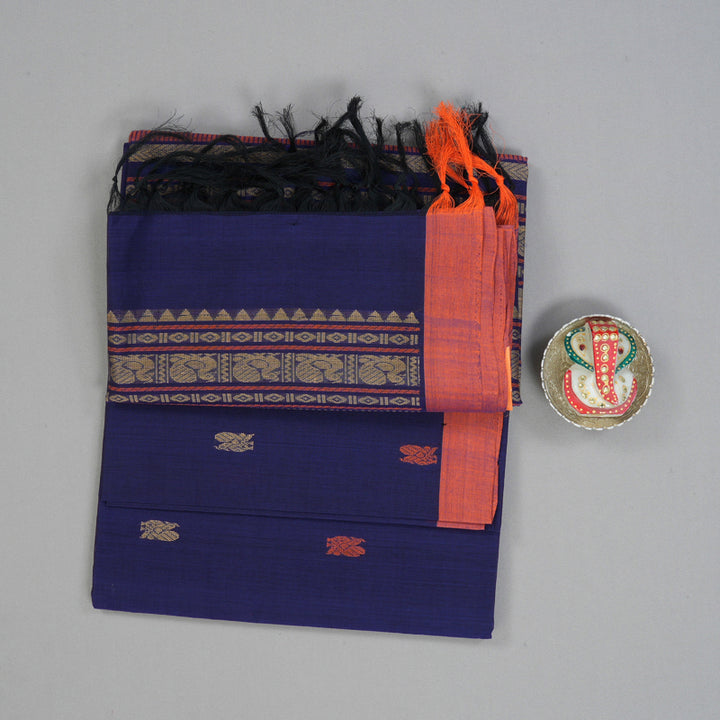 Hayagrivas Dark Blue Handloom Cotton Saree KBE2145A3-8