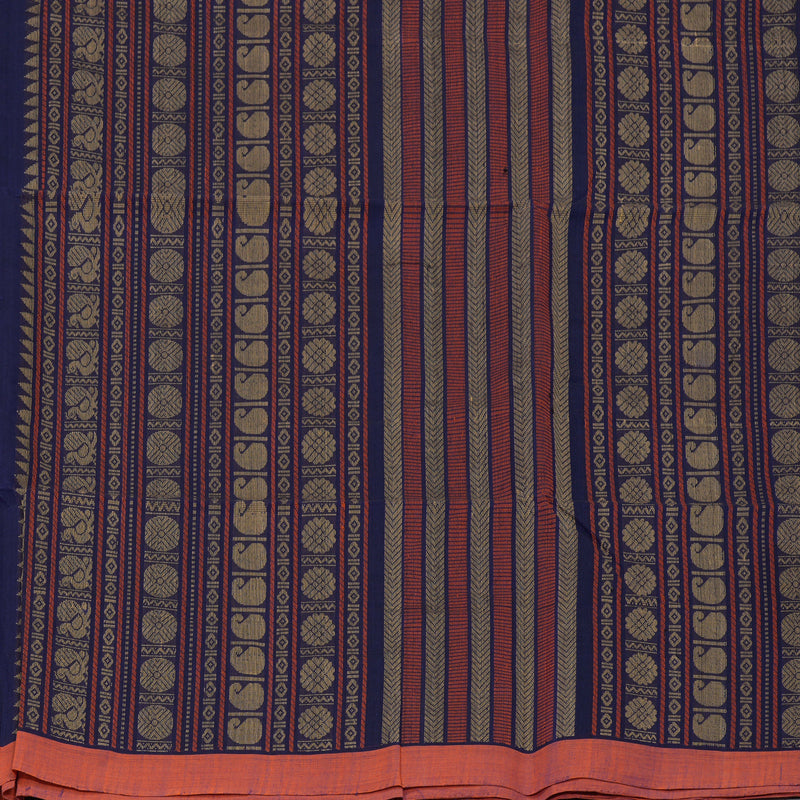 Hayagrivas Dark Blue Handloom Cotton Saree KBE2145A3-8
