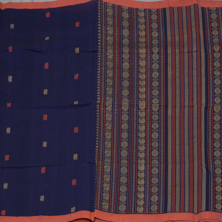 Hayagrivas Dark Blue Handloom Cotton Saree KBE2145A3-8