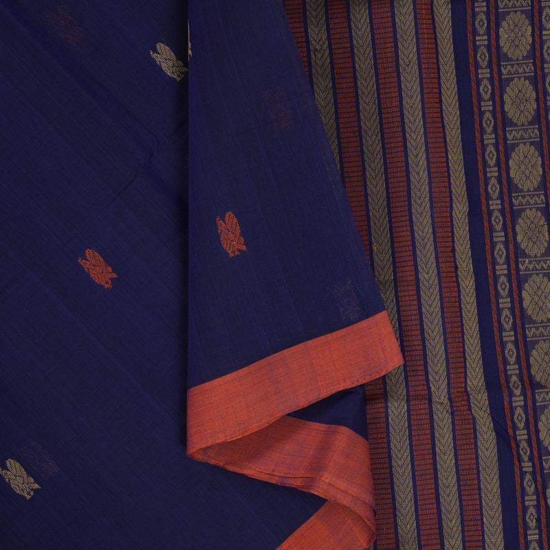 Hayagrivas Dark Blue Handloom Cotton Saree KBE2145A3-8