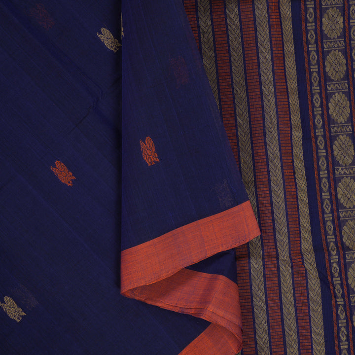 Hayagrivas Dark Blue Handloom Cotton Saree KBE2145A3-8