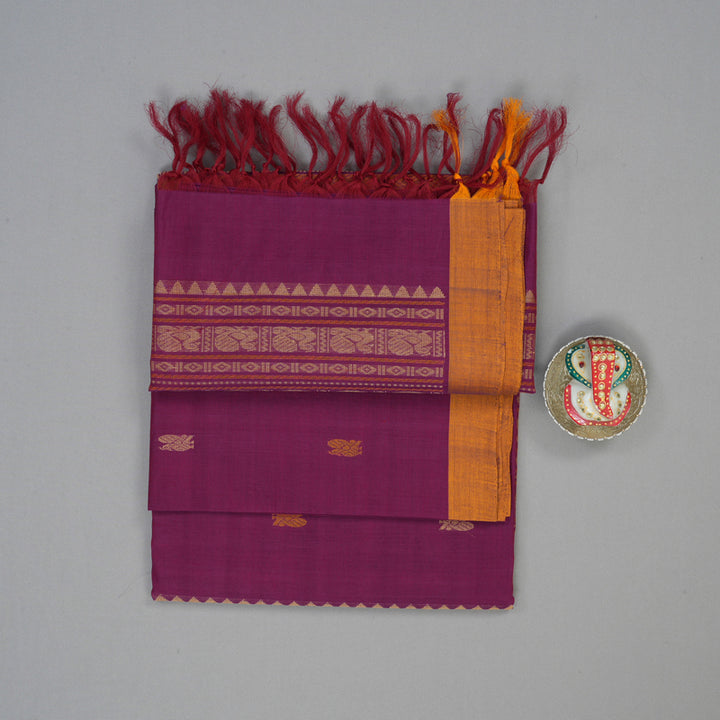 Hayagrivas Vadamalli Purple Handloom Cotton Saree KBE2145A3-9