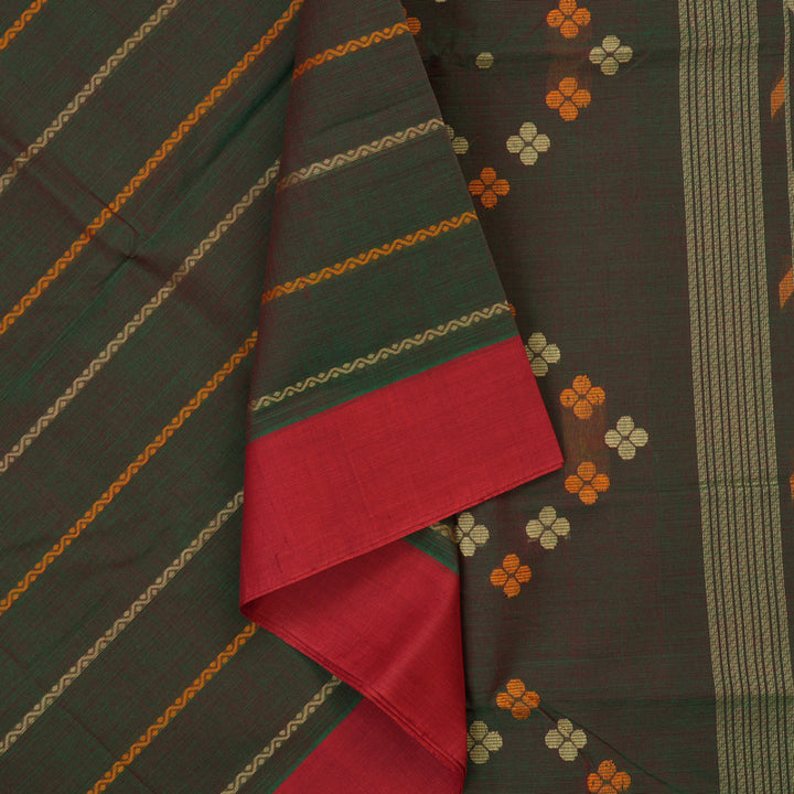 Hayagrivas Manthalir Green Handloom Cotton Saree KBE2145A4-3
