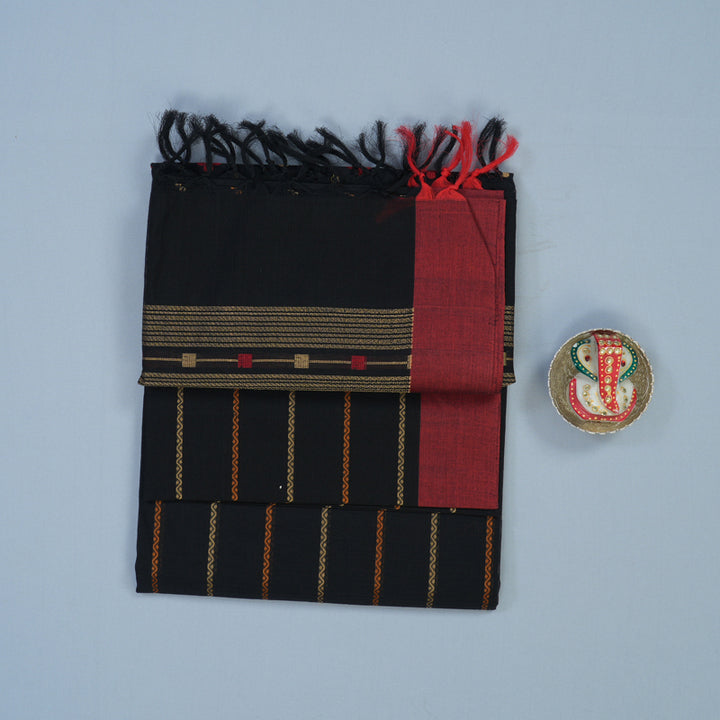 Hayagrivas Black Handloom Kanchi Cotton Saree KBE2145A4-4