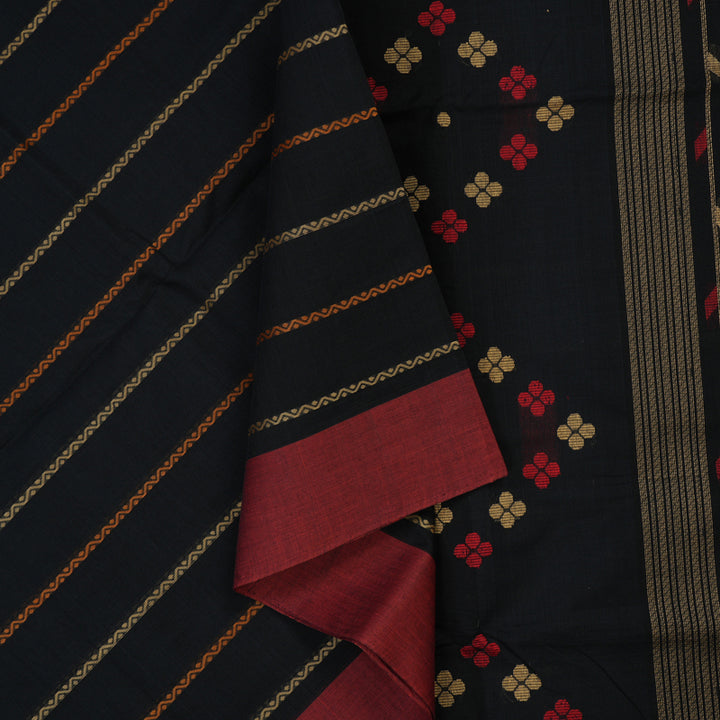 Hayagrivas Black Handloom Kanchi Cotton Saree KBE2145A4-4