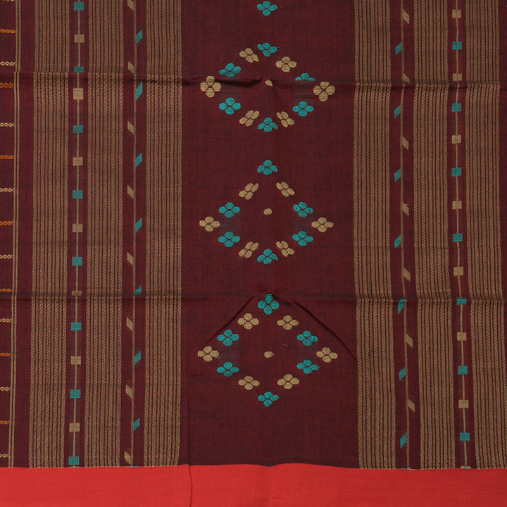 Hayagrivas Maroon Handloom Cotton Saree KBE2145A4-5