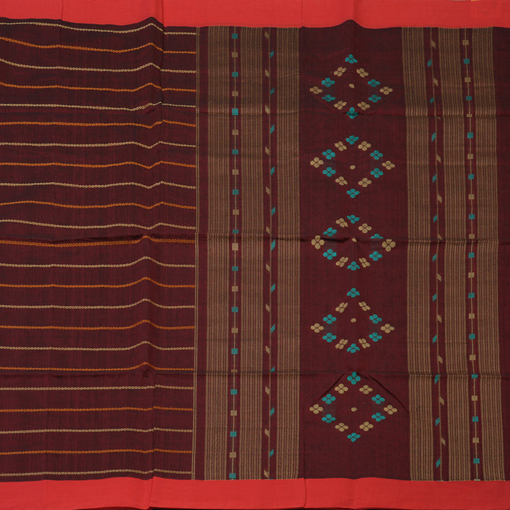 Hayagrivas Maroon Handloom Cotton Saree KBE2145A4-5