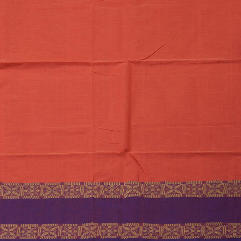 Hayagrivas Pinkish-Orange Handloom Cotton Saree KBE2145A6-1