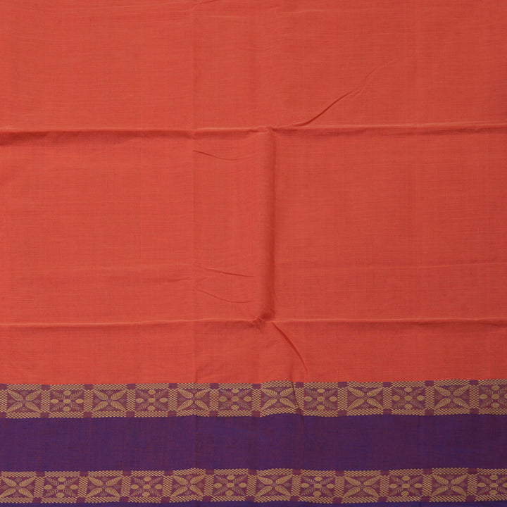 Hayagrivas Pinkish-Orange Handloom Cotton Saree KBE2145A6-1