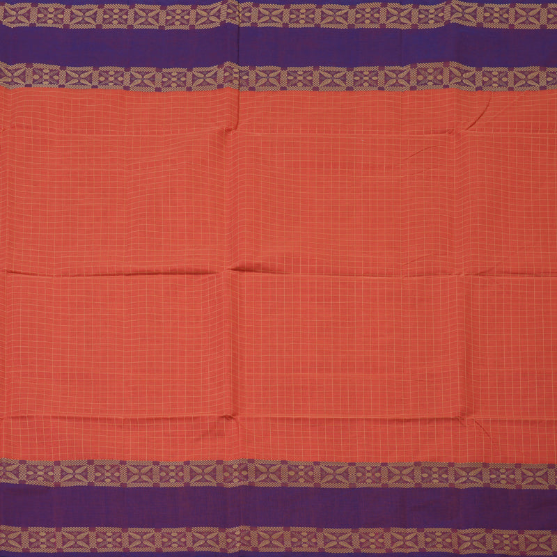 Hayagrivas Pinkish-Orange Handloom Cotton Saree KBE2145A6-1