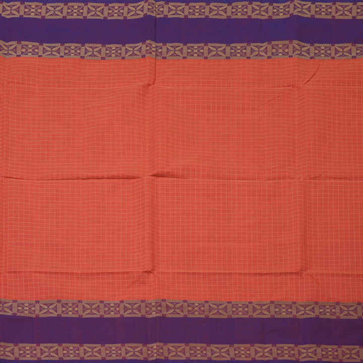 Hayagrivas Pinkish-Orange Handloom Cotton Saree KBE2145A6-1