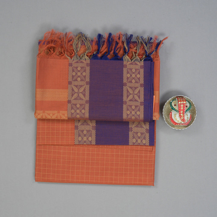 Hayagrivas Mild Peach Handloom Cotton Saree KBE2145A6-4