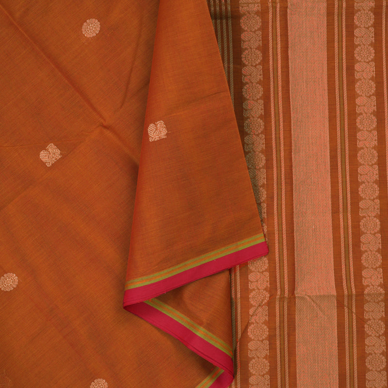 Hayagrivas Orange Handloom Cotton Saree KBE2145A7-2
