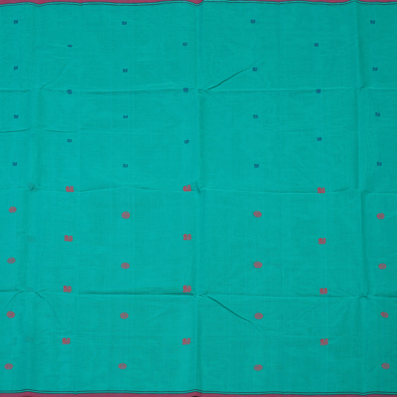 Hayagrivas Bright Teal Handloom Cotton Saree KBE2145A7-3