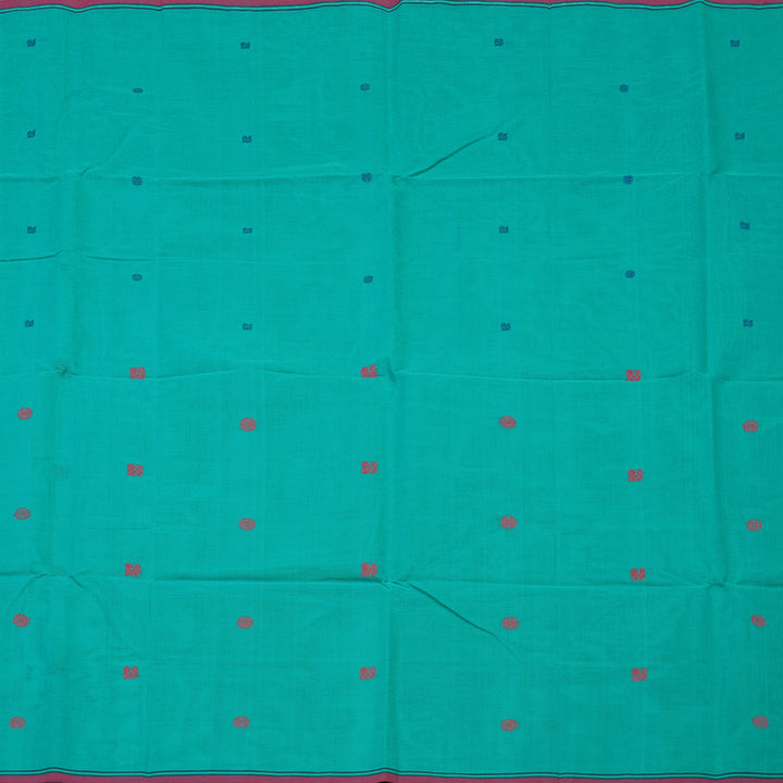 Hayagrivas Bright Teal Handloom Cotton Saree KBE2145A7-3