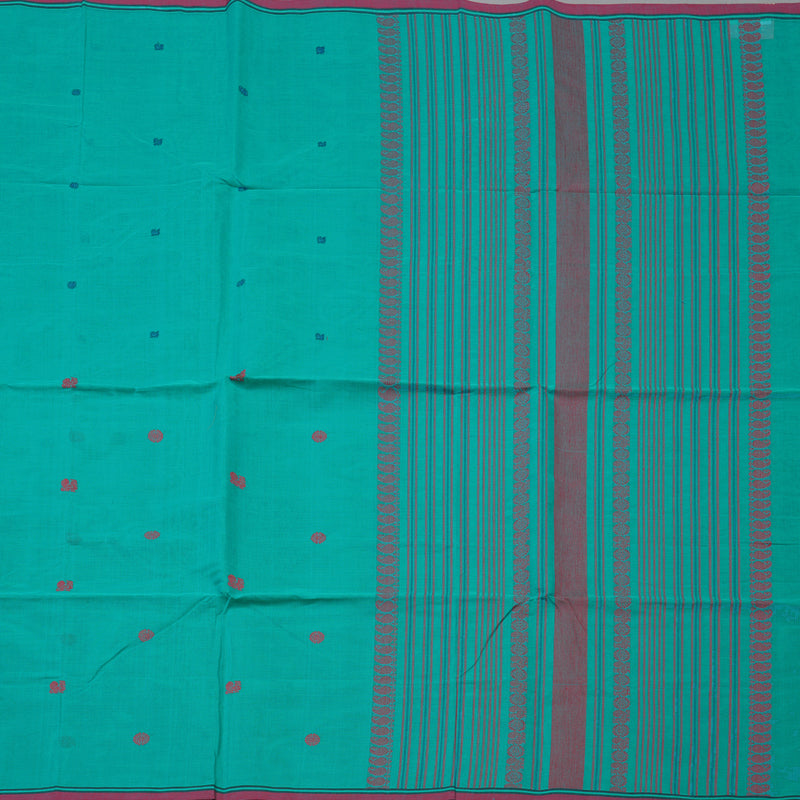 Hayagrivas Bright Teal Handloom Cotton Saree KBE2145A7-3