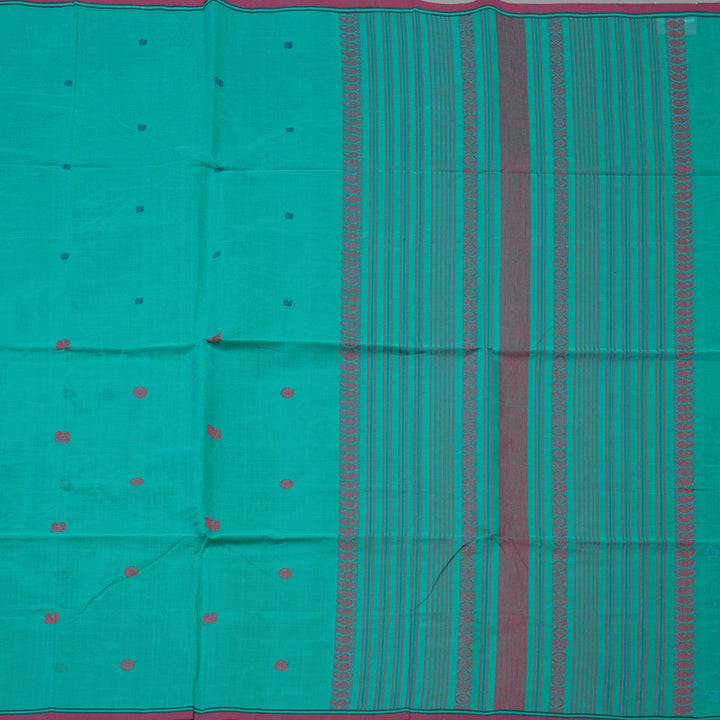 Hayagrivas Bright Teal Handloom Cotton Saree KBE2145A7-3